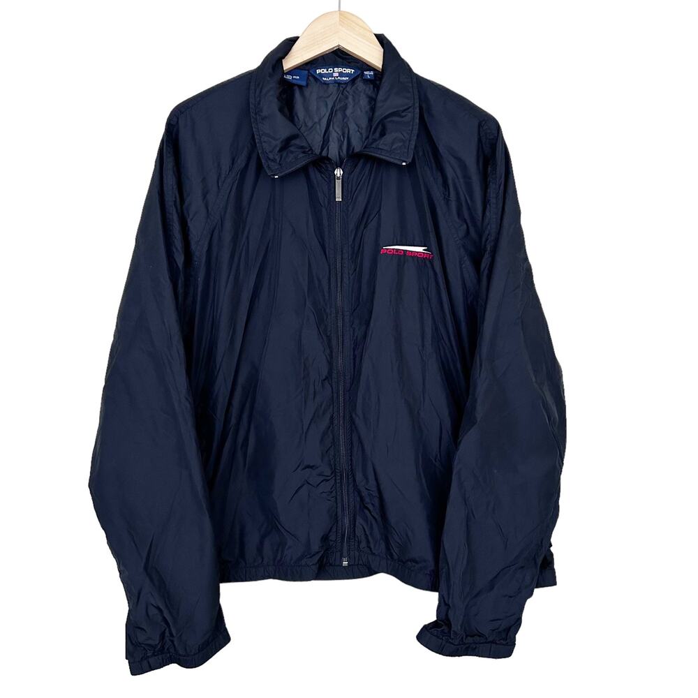 Polo Sport Ralph Lauren Black Nylon Full Zip Windbreaker Sz L